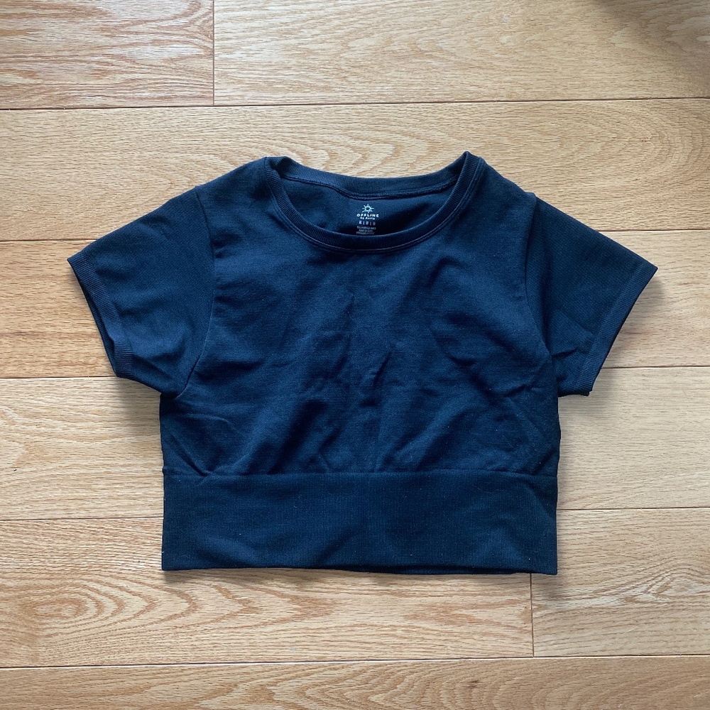 Aerie Offline Cropped Black Top